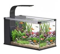 PawHut Aquarium en Verre trempé 24L, LED, 45x25x25.5 cm, Noir