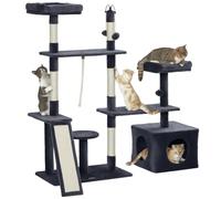 PawHut Arbre à Chat 135 cm Tour avec condo, Lits, Rampe, Gris foncé