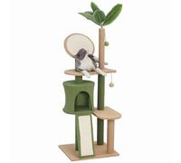 PawHut Arbre à Chat 139cm Multi-Niveaux avec Grotte Vert