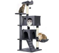 PawHut Arbre à Chat 140cm, Tour Multi-Niveaux, Gris foncé