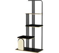 PawHut Arbre à chat 170 cm Arbre à grimper avec coussin Arbre à chat avec griffoir, arbre à chat avec 3 plates-formes, meuble pour chats, acier, noir