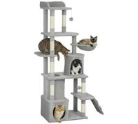 PawHut Arbre à Chat 170 cm de Hauteur, Tour de Jeux, 1-3 Chats, Gris foncé