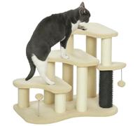 PawHut Arbre à Chat 2 en 1 avec griffoir et chatouillement, Beige