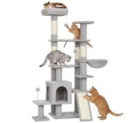 PawHut Arbre à Chat 5 Niveaux 152cm Stable, Niche, Plateforme Gris Clair