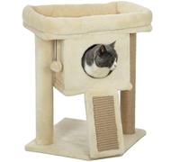 PawHut Arbre à Chat 57 cm Petite Tour avec Grotte pour Chats Beige