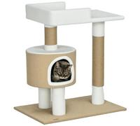 PawHut Arbre à chat 79cm petit pour chats jusqu'à 8kg Marron/Blanc