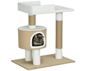 PawHut Arbre à chat 79cm petit pour chats jusqu'à 8kg Marron/Blanc