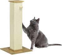 PawHut Arbre à chat, 80 cm, poteau griffoir pour chats avec balle de jeu, colonne griffoir en corde de sisal, arbre à chat avec griffoir, meuble pour chats, chêne+blanc crème