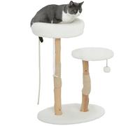 PawHut Arbre à Chat, 85 cm, Arbre à Grimper, avec lit, poteaux à griffer, Plateforme de Saut, Balle et Corde de Jeu, pour intérieur, Blanc