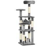 PawHut Arbre à chat Arbre à chat Tour de jeu pour chats Arbre à grimper Arbre à chat Hamac Gris L40 x l40 x H132 cm