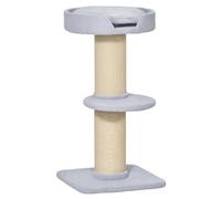 PawHut Arbre à Chat Arbre à Grimper Griffoir pour Chat 91 cm Bleu Clair | Tissu Bouclette, Centre d'Activités avec 2 Plateformes, Poteau à Griffer
