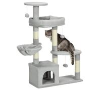 PawHut Arbre à Chat Arbre à Grimper griffoir pour Chat Hauteur 104 cm Centre d'activités Multi-Niveaux colonnes renforcées 3 Boules suspendues Gris Clair