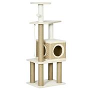 Arbre À Chat Style Cosy Chic Griffoirs Sisal Naturel Niche Plateformes Corde Jeu Boule Peluche Courte Cordes D'algues Tressées
