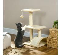 PawHut Arbre à chat arbre à grimper griffoir pour chat hauteur 72 cm balle suspendue crème