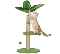 PawHut Arbre à Chat Arbre à Grimper pour Chat Centre d'activités Hauteur 83 cm avec griffoir en Jute, balles Jouets, Plates-Formes en Peluche - Vert