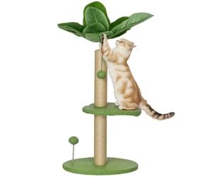 PawHut Arbre à Chat Arbre à Grimper pour Chat Centre d'activités Hauteur 83 cm avec griffoir en Jute, balles Jouets, Plates-Formes en Peluche - Vert