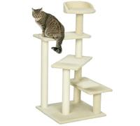 PawHut Arbre à Chat avec colonnes de sisal, Arbre à Chat, Arbre à Grimper pour Chats, Beige, 50 x 50 x 100 cm