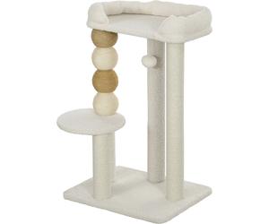 PawHut Arbre à Chat avec Panier, Plateforme et Balle Jouet, en Bois, Peluche et Jute, 48,5x40x76 cm, Beige