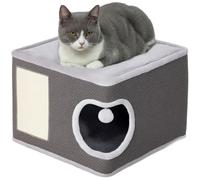 PawHut Arbre à Chat avec Plate-Forme Supérieure, 2 Coussins et Balle de Jeu, Tour Griffer Chat en Peluche et Sisal, 45 x 45 x 35 cm, Gris Anthracite