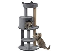 PawHut Arbre à Chats Multi-équipements griffoirs grattoirs Plateformes Niche Jeu Boule Suspendue Ø 48 x 104H cm Gris