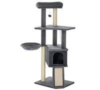 PawHut Arbre à chat Centre d'activités multi-équipé avec griffoirs, boule suspendue, niche Gris