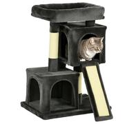 PawHut Arbre à chat de 83 cm - Petit arbre à chat avec colonnes en sisal - Arbre d'escalade pour chat - Meuble de jeu pour petits chats - Gris foncé