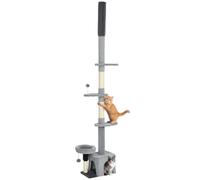 PawHut Arbre à Chat du Sol au Plafond Tour à Chat Réglable 225-255 cm Gris