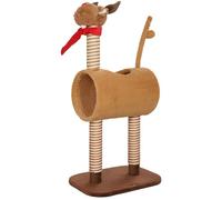 PawHut Arbre à chat en forme de cerf, 98 cm, avec grotte, balle de jeu, troncs en jute, griffoir, arbre d'escalade, pour chats de taille moyenne, marron