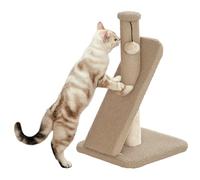 PawHut Arbre à chat en sisal de 54 cm de haut avec balle de jeu, griffoir en sisal pour petits chats, meuble griffoir pour chats, blanc crème