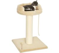 PawHut Arbre à Chat Grattoir Design Jeu Boule 55 x 55 x 83 cm Sisal Beige | Cordelette Suspendue, Plateforme Peluche