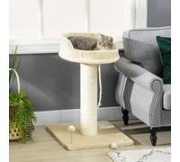 PawHut Arbre à chat grattoir design jeu boule et cordelette suspendue+ plateforme peluche - 55 x 55 x 83 cm - sisal beige Description:Ce modèle d'arbre à chat griffoir grattoir design est équipé d'un