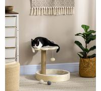 PawHut Arbre à chat griffoir grattoir en forme de patte avec 2 plateformes et un pompon suspendu recouvert de peluche - marron Description:Ce modèle d'arbre à chat griffoir grattoir design est équipé 