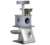 PawHut Arbre à chat Hauteur 111 cm Tour pour chat avec lit grotte Hamac Boule suspendue Poteaux et Rampe en Sisal 50 x 40 x 111 cm Gris