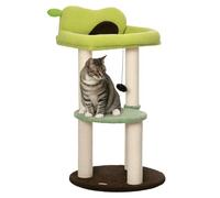 PawHut Arbre à chat Hauteur 83 cm Tour pour chat avec lit en forme d'avocat Plateforme Poteaux en Sisal et Boule suspendue Ø44 x 83 cm Vert