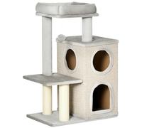 PawHut Arbre à chat, hauteur 91 cm, arbre à grimper avec 2 cavités pour chats, griffoir avec colonne de sisal, tonneau de jeu pour chats, arbre à chats avec plateforme, arbre de jeu, jouet pour chats,