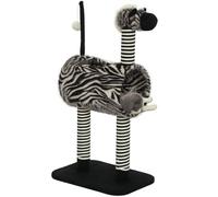PawHut Arbre à Chat, Hauteur 93 cm, Arbre à Chat en Design zèbre, Arbre à Grimper avec Tunnel pour Chat, Arbre à Chat avec Poteau en Jute, Arbre de Jeu, Meuble pour Chats, Noir+Blanc