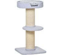 PawHut Arbre à chat petit 91 cm Arbre à chat avec lit pour chat, arbre à chat de jeu Tronc à chat avec plateforme pour chats jusqu'à 5 kg Sisal Laine bleu clair