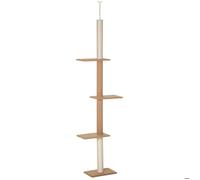 PawHut Arbre à chat plafond haut, ajustable en hauteur 228-260 cm avec 3 niveaux, arbre à chat, jeu pour chat, kaki