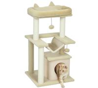 PawHut Arbre à Chat poteaux griffer sisal perchoir 90cm Beige