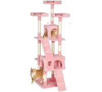PawHut Arbre à chat pour chat d'intérieur - 173 cm - Tour à chat - Avec griffoir - Grande tour d'escalade - Maison de centre d'activités - Rose