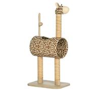 PawHut Arbre à chat pour chat d'intérieur - Girafe mignonne - Tour de jeu avec griffoirs, tunnel, balle - 48,5 x 34,5 x 101 cm - Biege