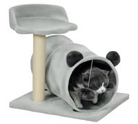 PawHut Arbre à chat pour chat d'intérieur, tour à chat de 47 cm avec griffoir, lit pour chat, tunnel pour chat, balle jouet, joli arbre à chat pour chatons et chats, gris