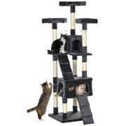 PawHut Arbre à chat pour chats d'intérieur, tour à chat de 173 cm, poteau à griffer, tour d'escalade, centre d'activités - Gris anthracite