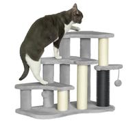 PawHut Arbre à Chat, Tour à griffer, avec Plates-Formes en Peluche à 3 Niveaux, 2 balles de Jeu, poteaux à griffer en sisal, Hauteur de 50 cm, pour Chat de Moins de 5 kg, Gris Clair