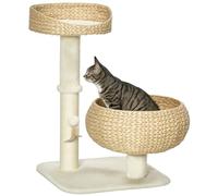 PawHut Arbre à Chat Tour avec 2 Lits griffoir Boule Beige 72 cm