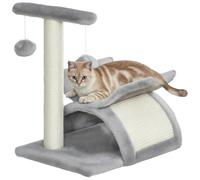 PawHut Arbre à Chat, Tour de Jeux pour Chats avec Pont à griffer en sisal, Poteau Rotatif supérieur, 2 balles suspendues et Tunnel Demi-Rond, 43 cm, Gris
