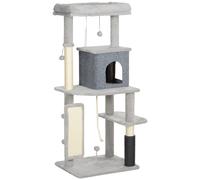 PawHut Arbre à Chat Tour de Jeux pour Chats Centre d'Activités avec Poteaux à Griffer en Sisal Niche Hauteur 132 cm Crème