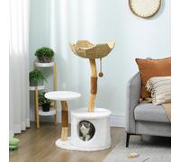 PawHut Arbre à chat tour de jeux pour chats griffoirs plate-forme lit niche coussin moelleux lavable, 55 x 45 x 102 cm blanc