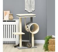 PawHut Arbre à chats griffoir en sisal panier pour chat poteaux à gratter tunnel balles suspendues et perchoirs