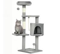 PawHut Arbre à Chats Multi-Équipements Griffoirs 40L x 40l x 114H cm Gris | Grattoirs, Plateformes, Niche, Corde, Jouets